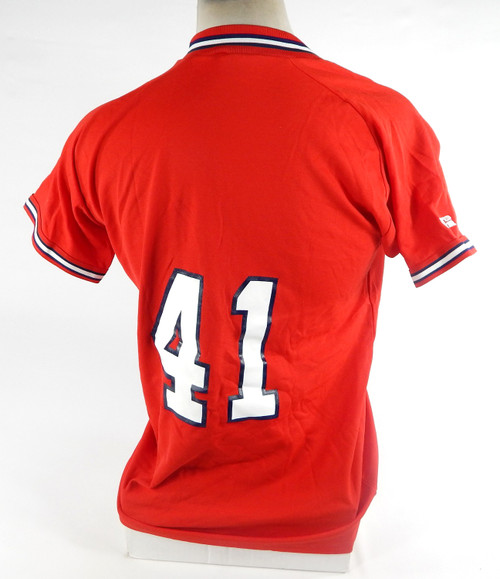 1990s St Petersburg Cardinals #41 Game Used Red Jersey L DP71564