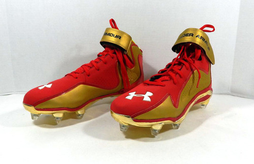 Mens 2013 UA 4D GLIDE Mid 49ers Red/Gold Football Cleats Size 11.5 1245375-602