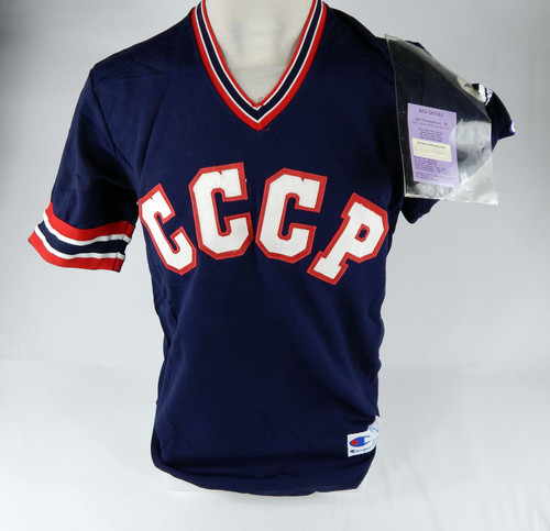 USSR Soviet Union CCCP Igor Machambetov #49 Game Used Navy Jersey L DP67893