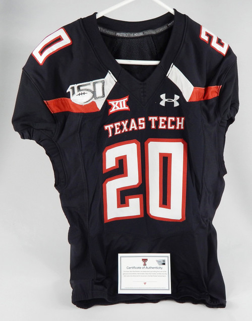 2017 Texas Tech Red Raiders #20 Game Issued P Used Black Jersey 150 P NP R 46 36