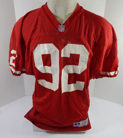 1990s San Francisco 49ers #92 Game Issued Pos Used Red Jersey 46 DP59320