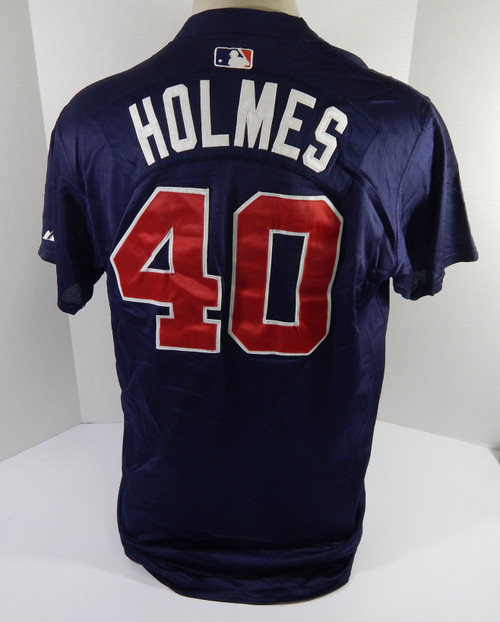 Atlanta Braves Darren Holmes #40 Game Used Navy Jersey BP ST 48 DP59371