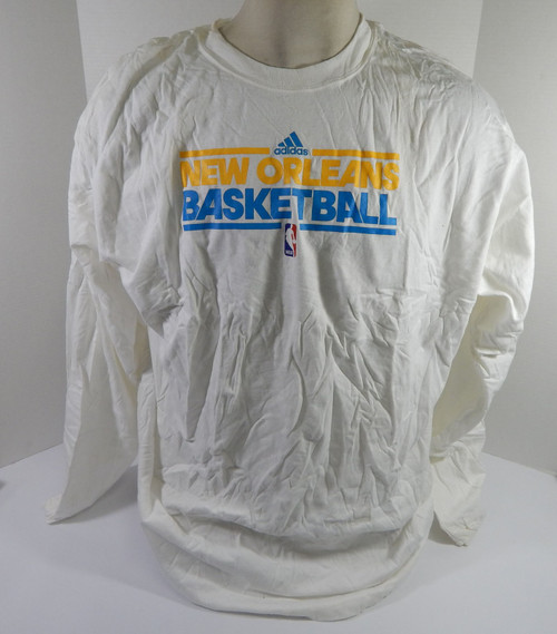 New Orleans Hornets Team Issued White Long Sleeve Shirt 4XLT DP59330
