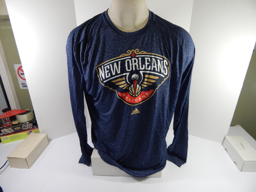 2013-14 New Orleans Pelicans Team Issued Blue Long Sleeve Training Shirt XL 18