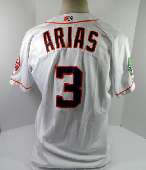 2017 Greeneville Astros Johsson Arias #3 Game Used White Jersey 44 DP35069