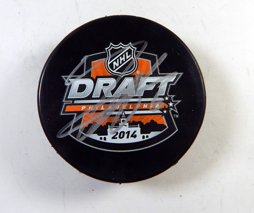 Travis Sanheim Signed 2014 NHL Philadelphia Draft Hockey Puck Auto 310