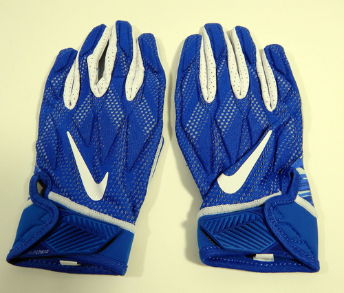 New Nike Super Bad Blue Magnigrip Padded Football Gloves PGF873-468 L 636S