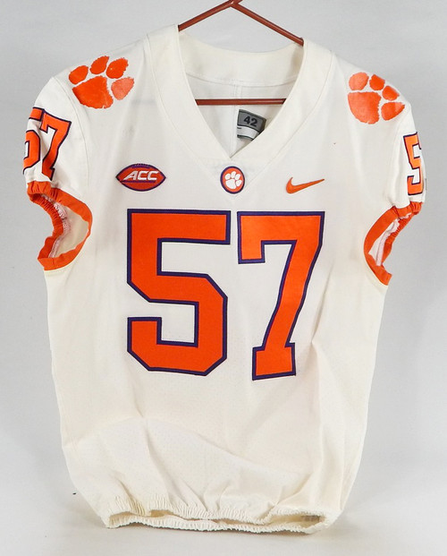 2018-22 Clemson Tigers #57 Game Used White Jersey NP Rem 42 601