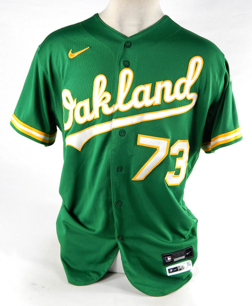 2022 Oakland Athletics Ryan Noda #73 Game Used Kelly Green Jersey 46 104