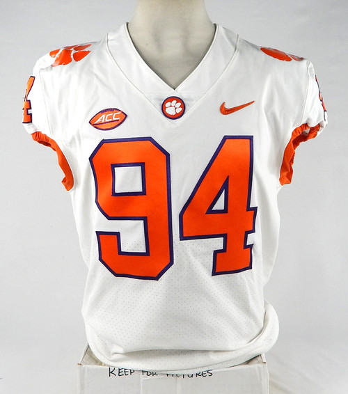 2018-22 Clemson Tigers #94 Game Issued White Jersey NP Rem 44 713