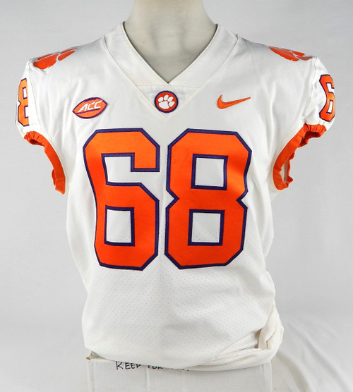 2018-22 Clemson Tigers #68 Game Used White Jersey NP R 46 764