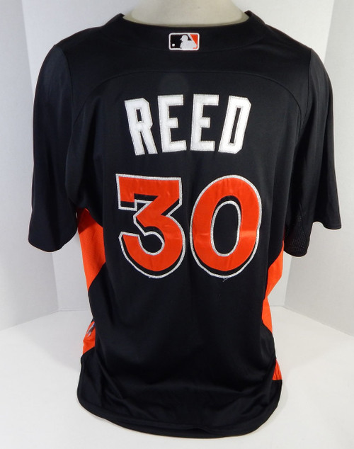 2012-13 Miami Marlins Chris Reed #30 Game Used Black Jersey ST BP 50 644