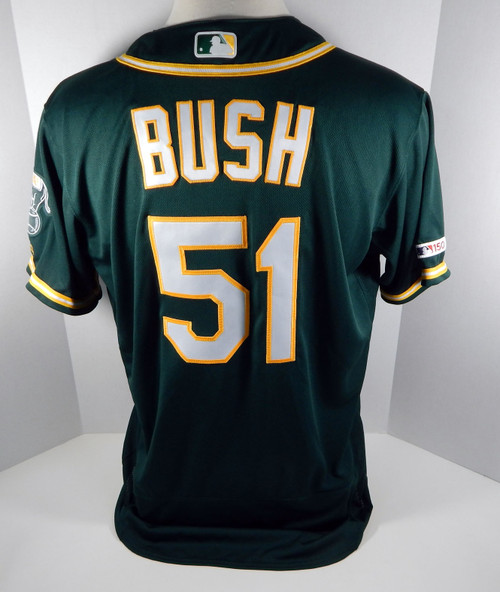 2019 Oakland A's Athletics Darren Bush #51 Game Issued Green Jersey 150 P 732