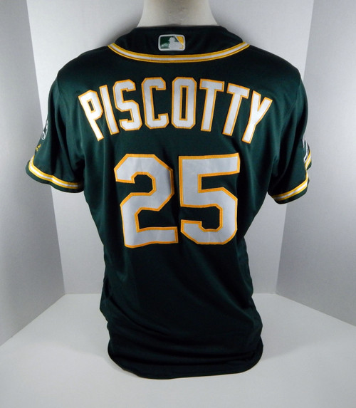 2019 Oakland Athletics Stephen Piscotty #25 Game Issued Green Jersey 150 PS P 95