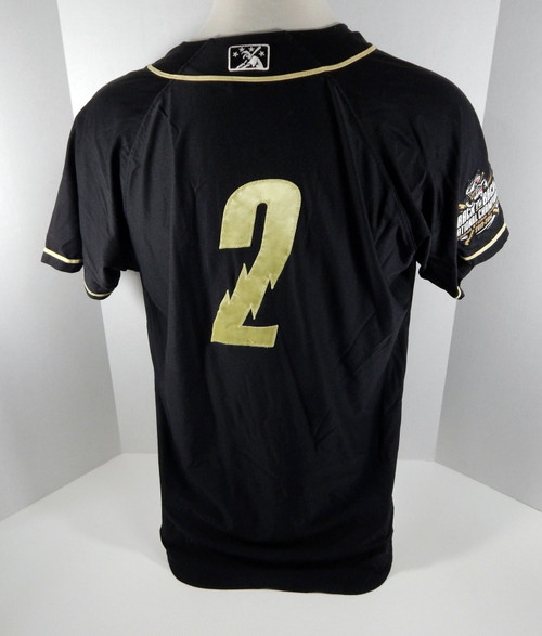 2015 Omaha Storm Chasers Orlando Calixte #2 Game Used Black Jersey BTBNC Patch