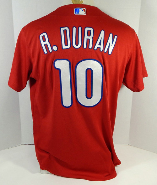 Philadelphia Phillies Rodolfo Duran #10 Game Used Red Jersey Ext ST L 994