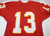 1993 Kansas City Chiefs #13 Game Issued Red Jersey Name Plate Removed DP17345