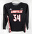 Womens Uni of Louisville Cardinals #34 Game Used LSBlack Jersey Lacrosse L 680