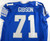 2001 Detroit Lions Aaron Gibson #71 Game Used Blue Jersey 54 017