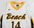 2014-15 Long Beach Dirtbags #14 Game Issued P Used White Jersey Basketball L 1