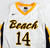 2014-15 Long Beach Dirtbags #14 Game Issued P Used White Jersey Basketball L 1