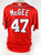 2022 Washington Nationals Jake McGee #47 Game Issued Red Jersey 48 469