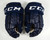 2018-19 Kalamazoo Wings Erik Kattelus #15 Game Used Navy Hockey Gloves 15" 873
