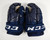 2018-19 Kalamazoo Wings Erik Kattelus #15 Game Used Navy Hockey Gloves 15" 873