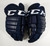 2018-19 Kalamazoo Wings Erik Kattelus #15 Game Used Navy Hockey Gloves 15" 873