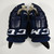 2018-19 Kalamazoo Wings Brandon Anselmini #17 Game Used HG98 Navy Hockey Gloves