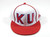 Kansas University Jayhawks Striped White Red Adidas Fitted Hat Cap Size 8