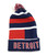Detroit Pistons Logo NBA Striped Pom Knit Beanie Winter Hat Cap Navy Blue New
