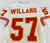 1997 Kansas City Chiefs Jerrott Willard #57 Game Issued White Jersey 48 004