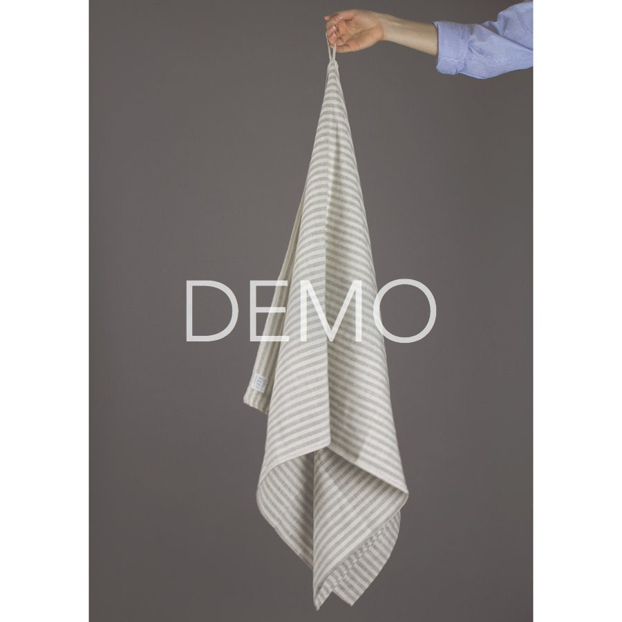[Sample] Fog Linen Chambray Towel - Beige Stripe - image 3