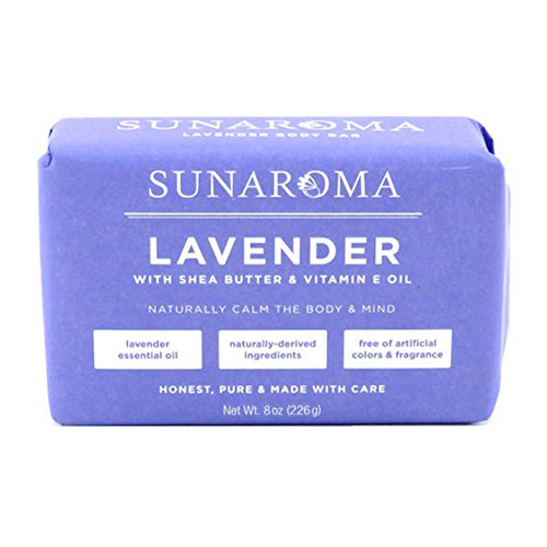Sunaroma Lavender with Shea Butter and Vitamin E Oil Bath Soap, 8 Oz