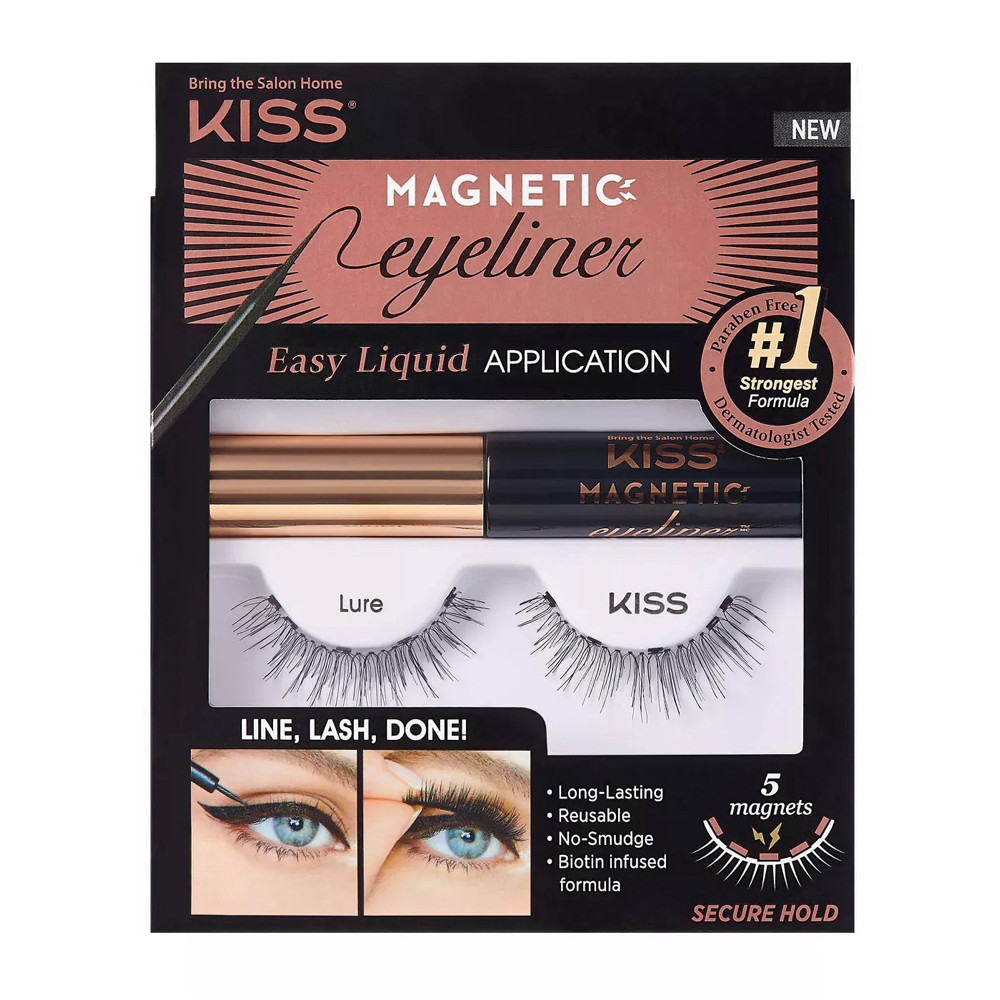 Kiss Eyeliner False Eyelash Starter Kit, 1 Pair