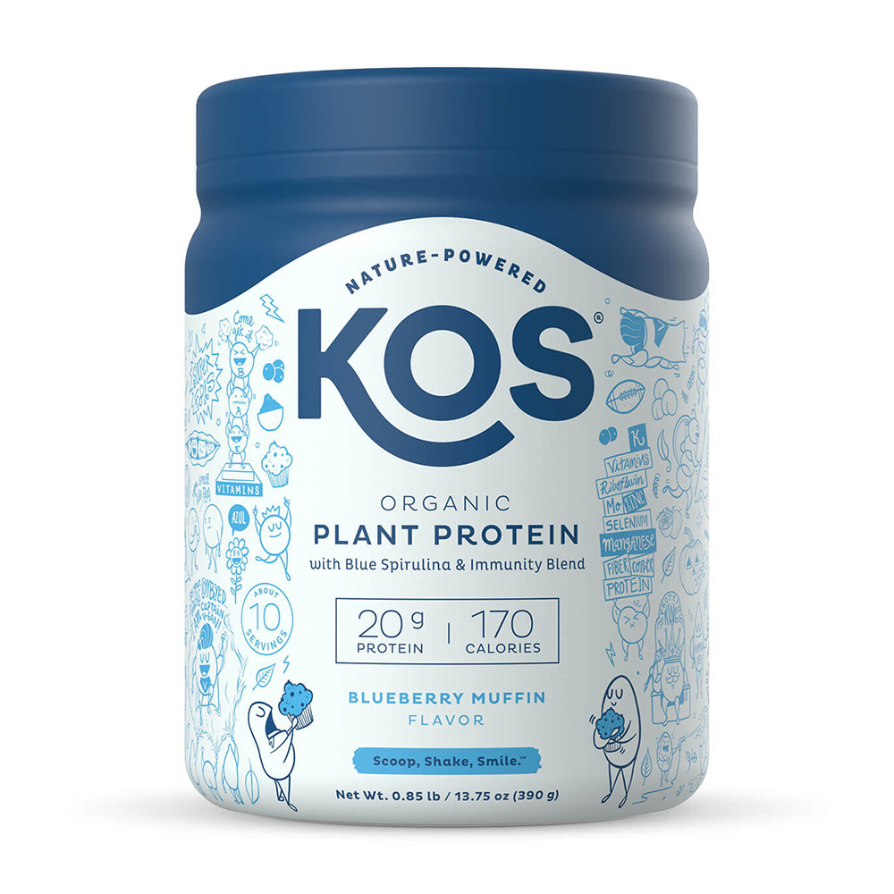 KOS Organic Plant Protein Powder, Blueberry Muffin, 13.75 Oz