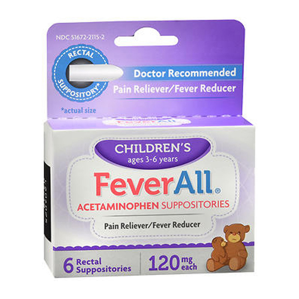 Fever All Children's Acetaminophen Rectal Suppositories 120 mg, 6 Ea