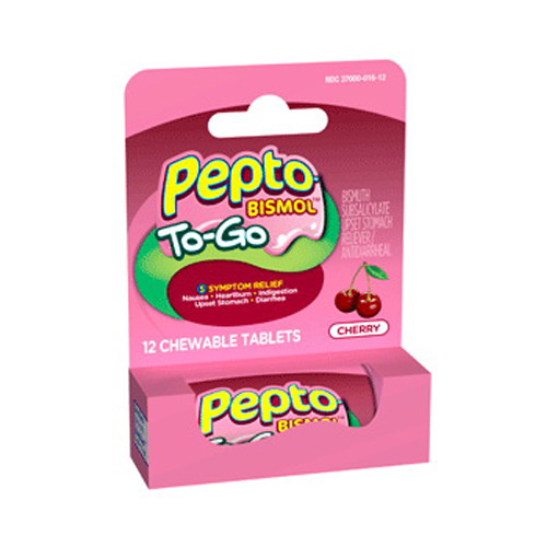 PeptoBismol ToGo Chewable Tablets, Cherry 12 Ea
