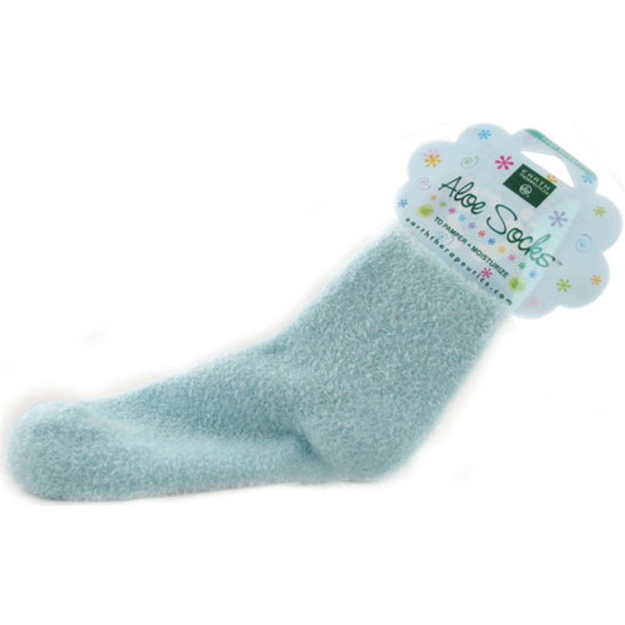 Earth Therapeutics Aloe Blue Socks Foot Therapy To Pamper & Moisturize - 1  Pair 