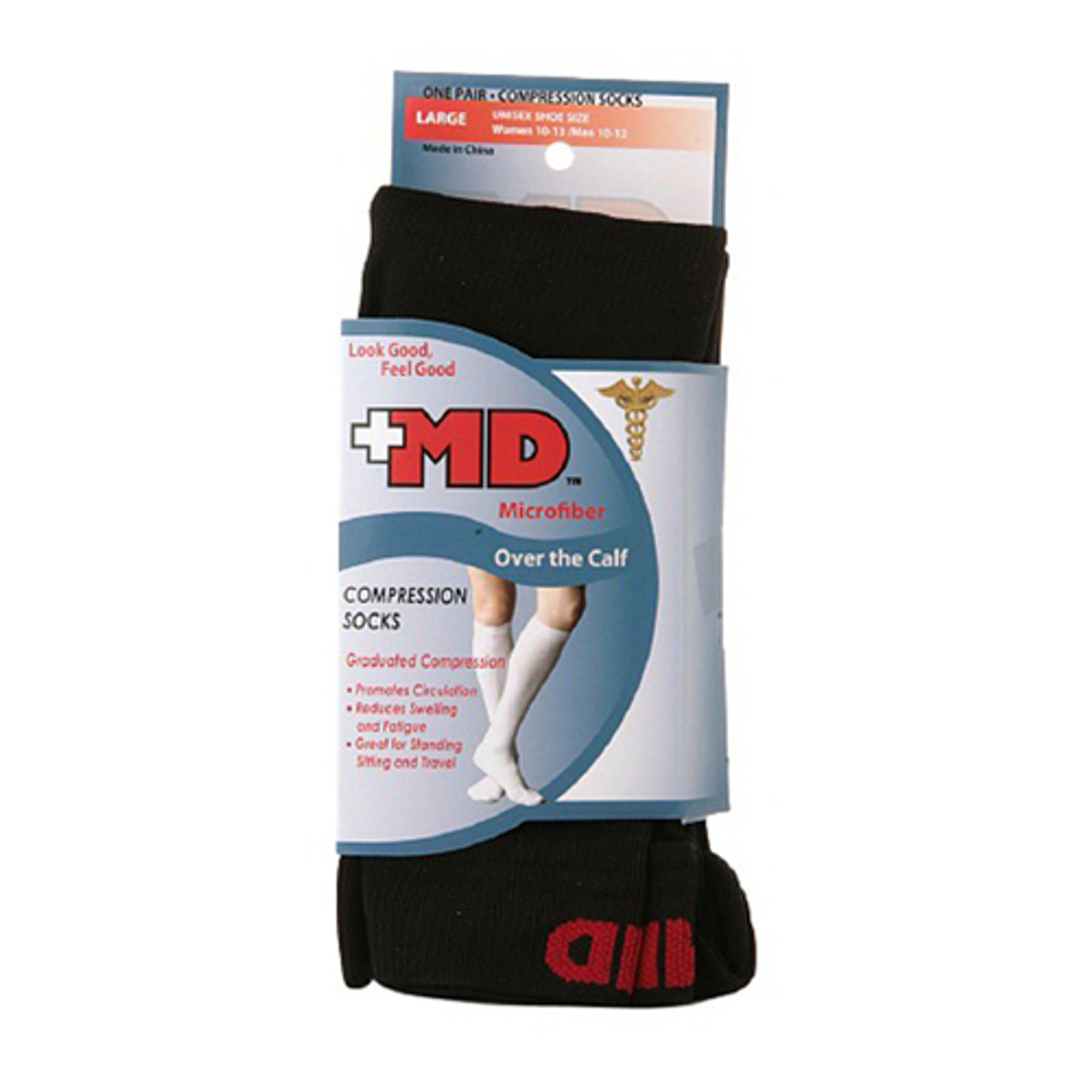 Md Microfiber Over The Calf Compression Socks Black, Large - 1 Pr ...