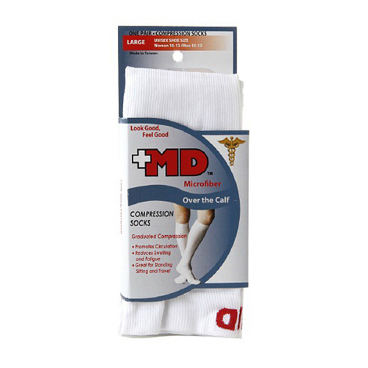 Md Microfiber Over The Calf Compression Socks White, Large - 1 Pr ...