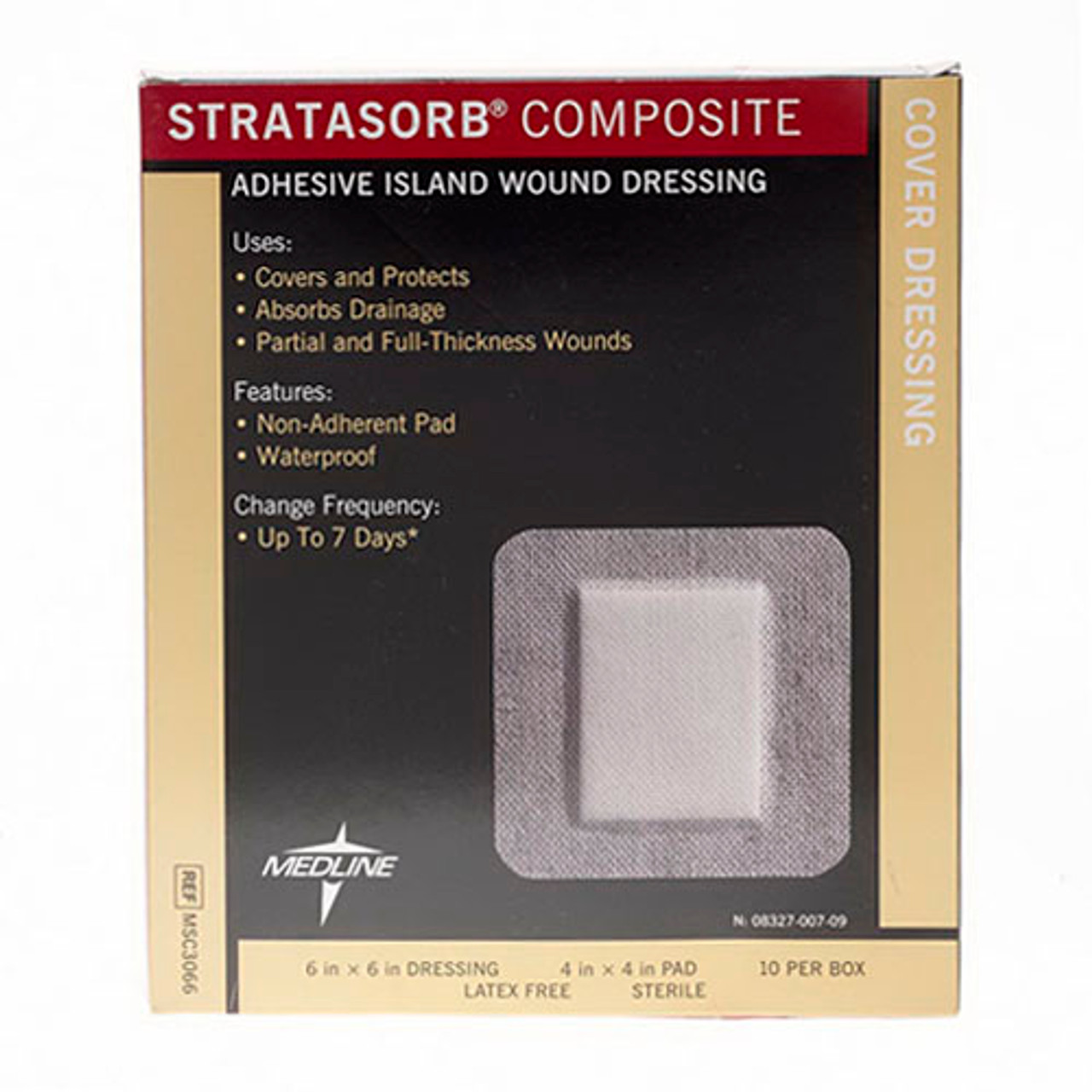 Stratasorb Composite Adhesive Island Wound Dressing, 6x6 Inches, 10 Ea