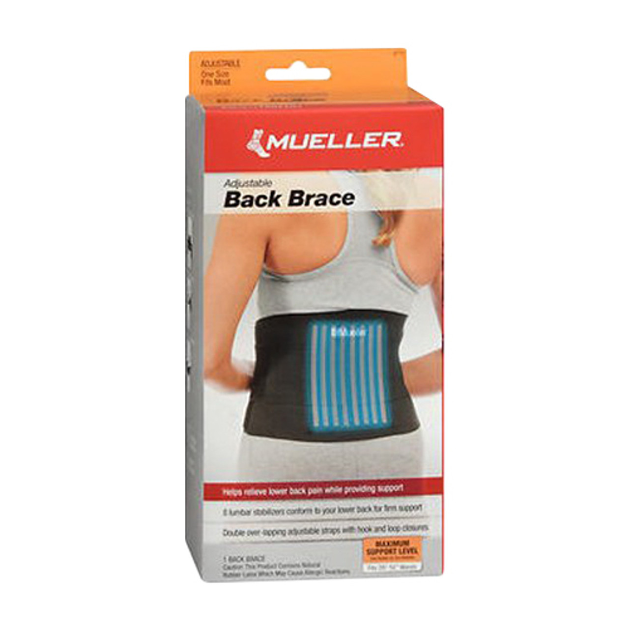 Mueller Adjustable Back Brace With Lumbar Pad - Regular - Black