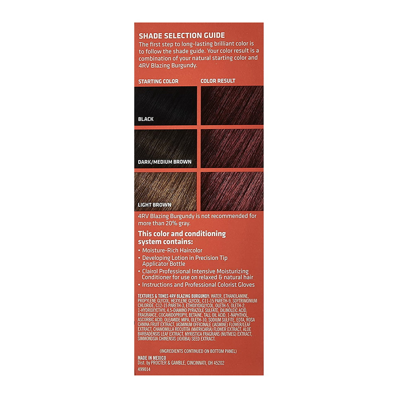 Clairol Textures and Tones Hair Color, 4RV Blazing Burgundy, 1 Ea