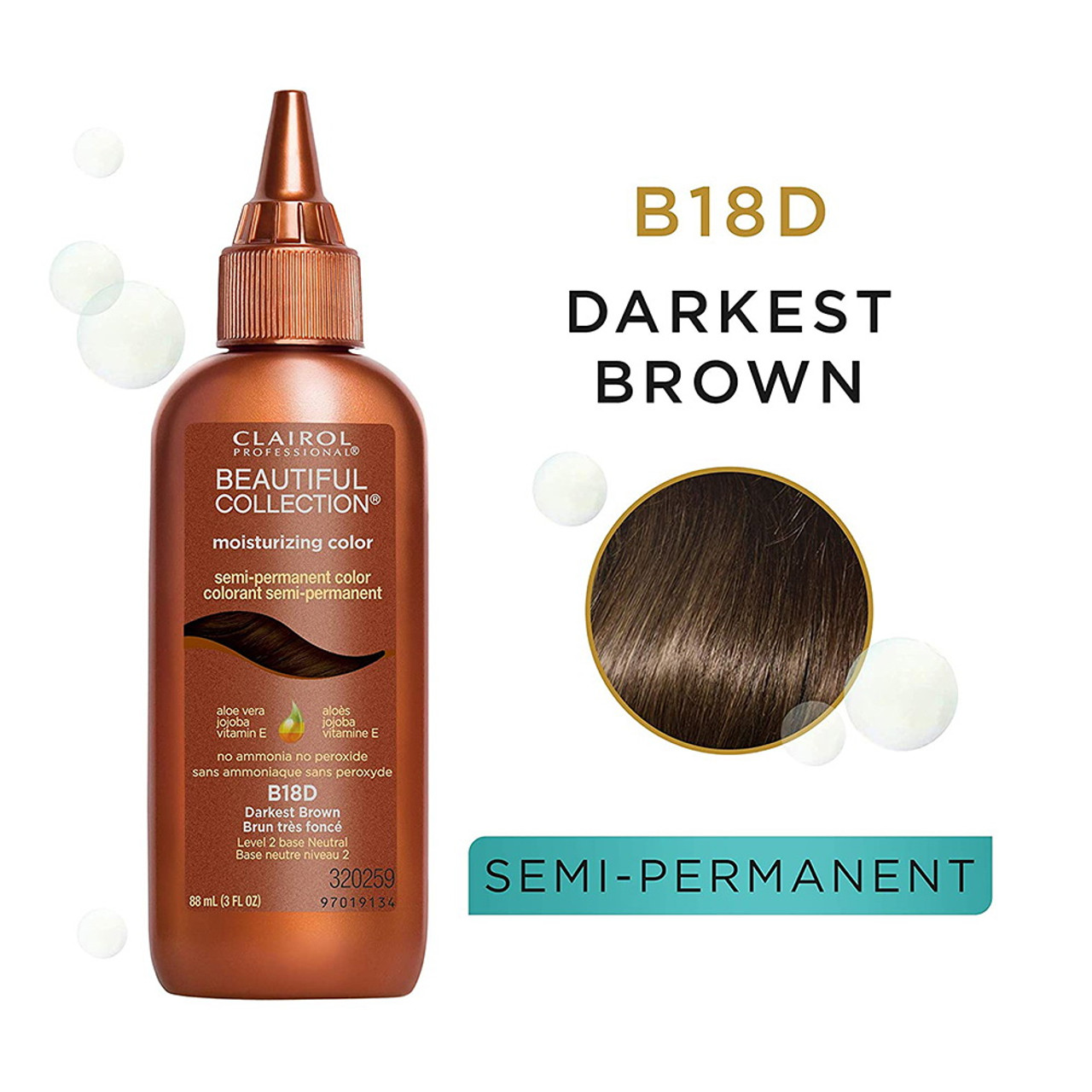 Clairol Beautiful (B18D )- Darkest Brown Moisturizing Semi