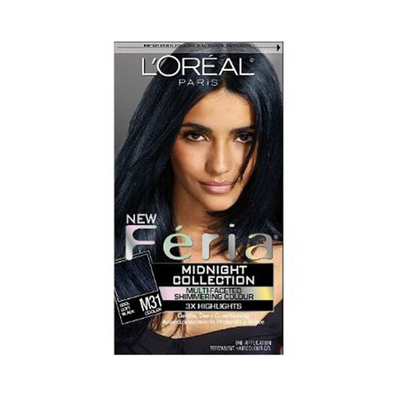 Loreal Paris Feria Midnight Collection Hair Color, Cool Soft Black - 1 Kit  