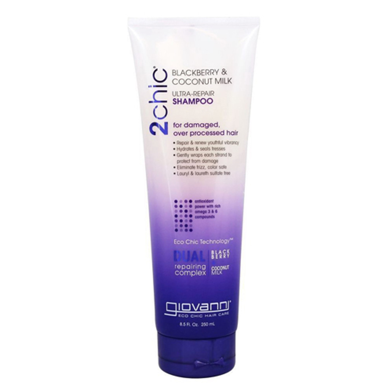 Giovanni 2Chic Ultra Repair Shampoo Blackberry and Coconut Milk, 8.5 Oz