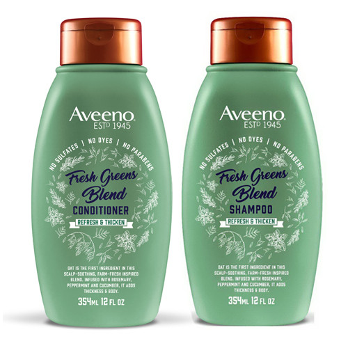 Aveeno Hair Shampoo and Conditioner Fresh Greens Blend, Thicken, Set Of 2