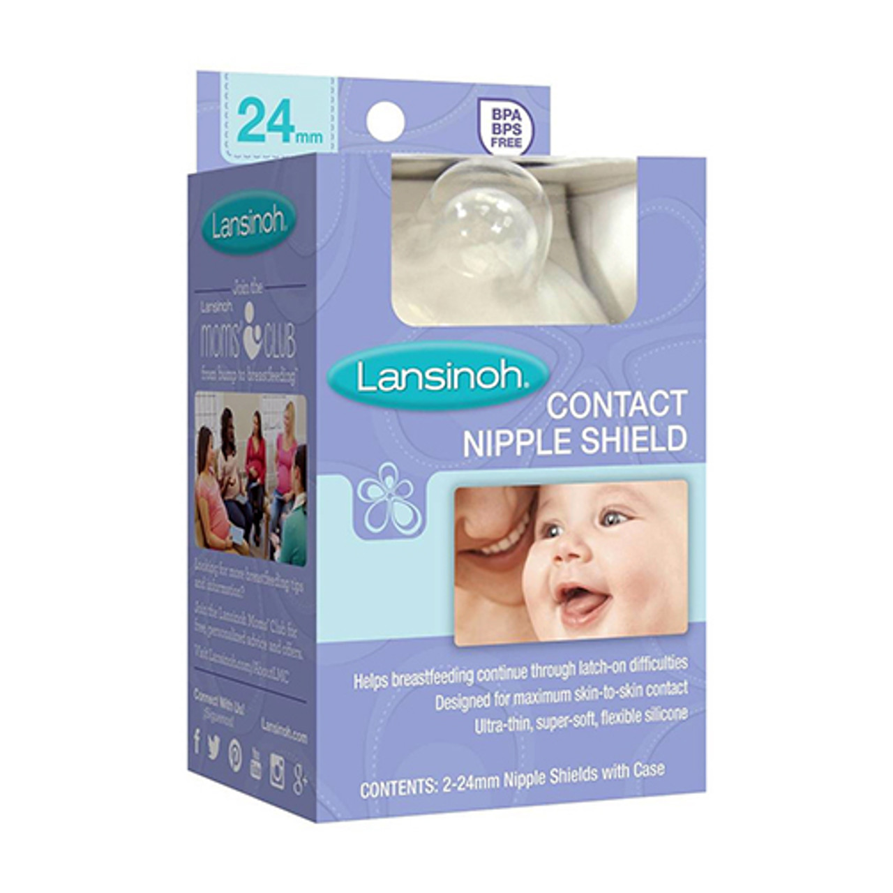 Lansinoh Contact Nipple Shields, 24 mm, 2 ea 